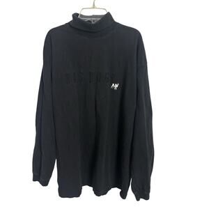 Vtg 90s Big Dogs Black Roll Turtleneck Embroidered Long Sleeve Large